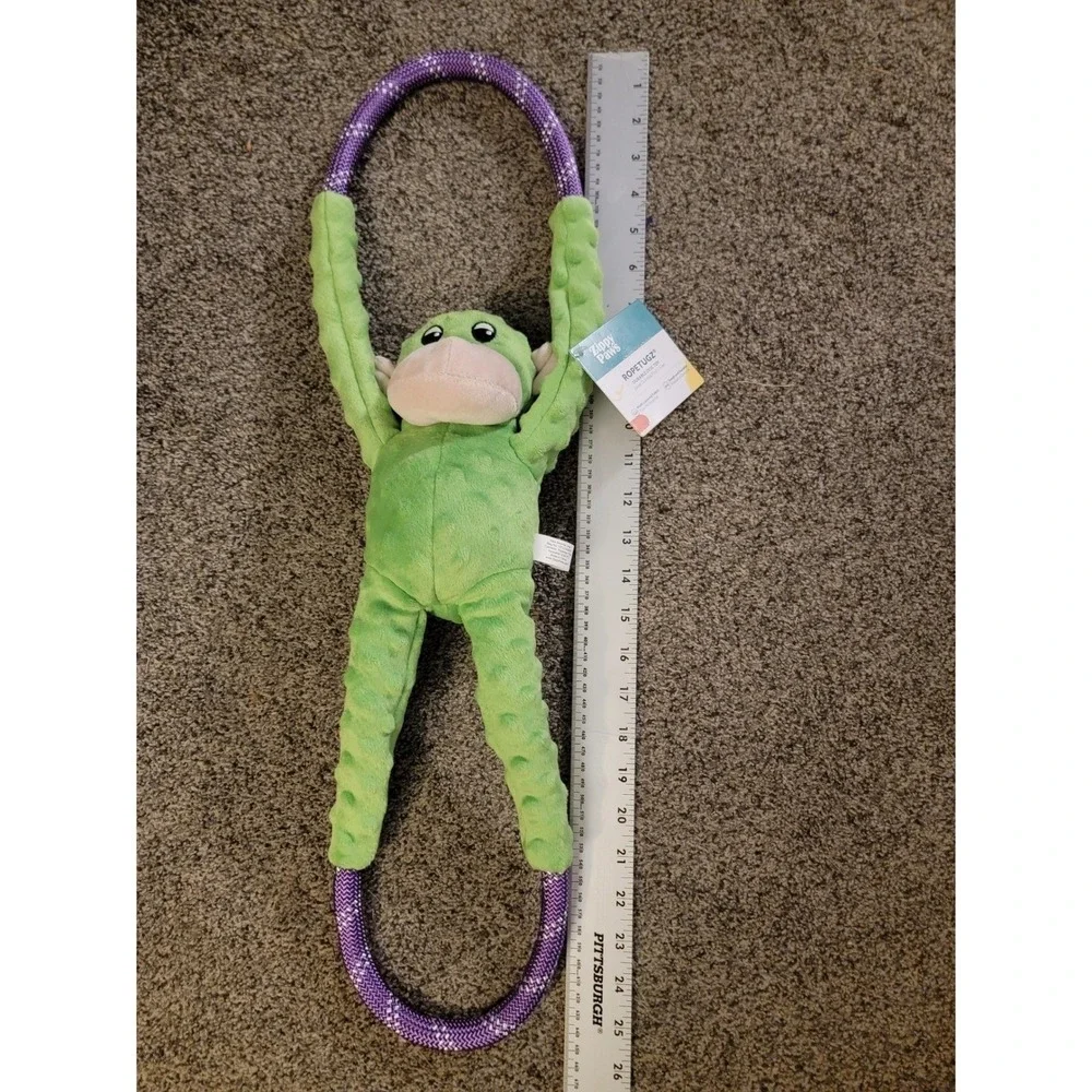 ZippyPaws‎ RopeTugz Monkey Durable Dog Toy Squeaker Green